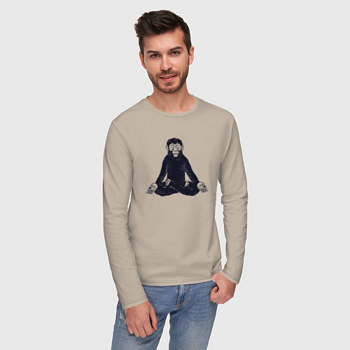 Мужской лонгслив Yoga monkey / Миндальный – фото 3