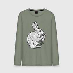 Лонгслив хлопковый мужской Зайчик и морковка, цвет: авокадо