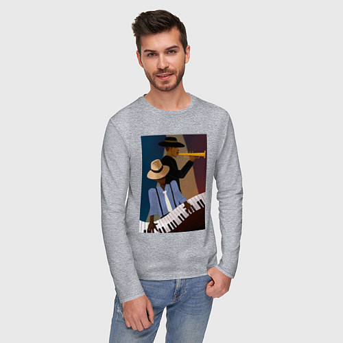 Мужской лонгслив Музыкант джаз / Меланж – фото 3