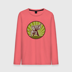 Лонгслив хлопковый мужской Слоник, цвет: коралловый