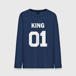 Лонгслив хлопковый мужской Футбольная надпись 01 король, цвет: тёмно-синий