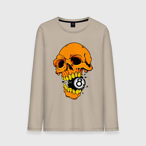 Мужской лонгслив Череп и бильярдный шар 8 / Миндальный – фото 1