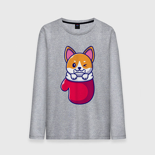 Мужской лонгслив Собачка в варежке / Меланж – фото 1