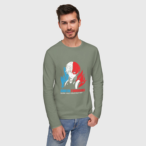 Мужской лонгслив Моя геройская академия Шото лед и пламя / Авокадо – фото 3