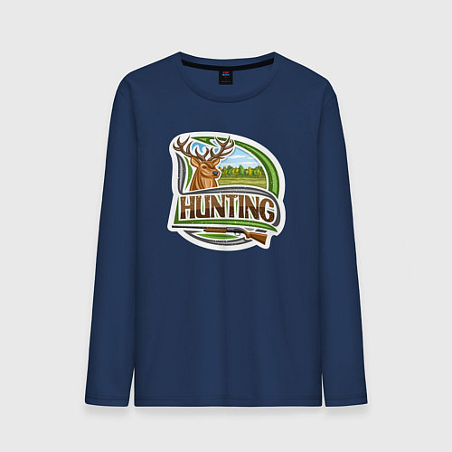 Мужской лонгслив Deer hunting / Тёмно-синий – фото 1
