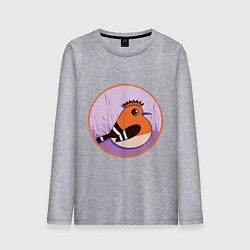Лонгслив хлопковый мужской Птица Удод с ирокезом, цвет: меланж