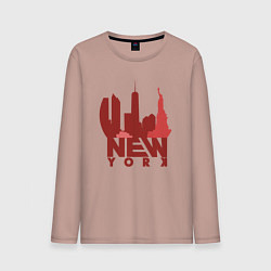 Лонгслив хлопковый мужской New York red, цвет: пыльно-розовый