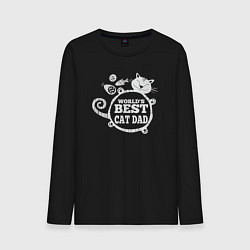 Лонгслив хлопковый мужской Лучший в мире кот папа, цвет: черный