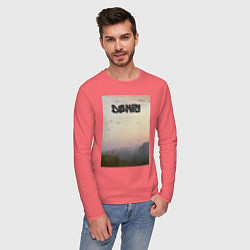 Лонгслив хлопковый мужской Denis птицы в небе, цвет: коралловый — фото 2