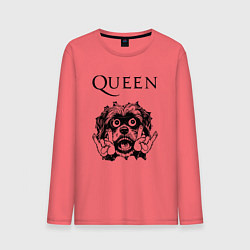 Лонгслив хлопковый мужской Queen - rock dog, цвет: коралловый