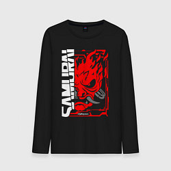 Лонгслив хлопковый мужской Cyberpunk samurai, цвет: черный