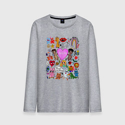 Лонгслив хлопковый мужской Y2K hope heart - cartoon pop art childrens drawing, цвет: меланж