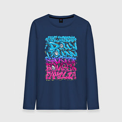 Лонгслив хлопковый мужской Фальшивый уличный бомбист, цвет: тёмно-синий