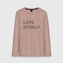 Лонгслив хлопковый мужской BTS love myself надпись, цвет: пыльно-розовый