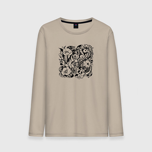 Мужской лонгслив Современная абстрактная природа и цветы / Миндальный – фото 1