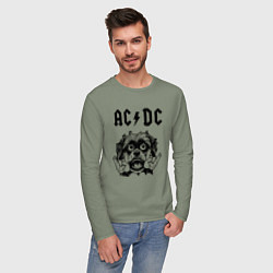 Лонгслив хлопковый мужской AC DC - rock dog, цвет: авокадо — фото 2