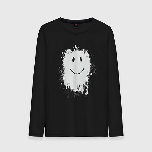 Мужской лонгслив Стекающий смайлик / Черный – фото 1