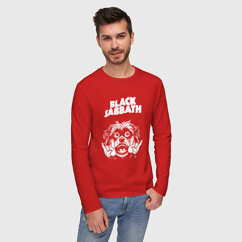 Мужской лонгслив Black Sabbath rock dog / Красный – фото 3