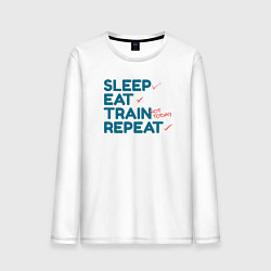 Мужской лонгслив Eat sleep train repeat - blue and red