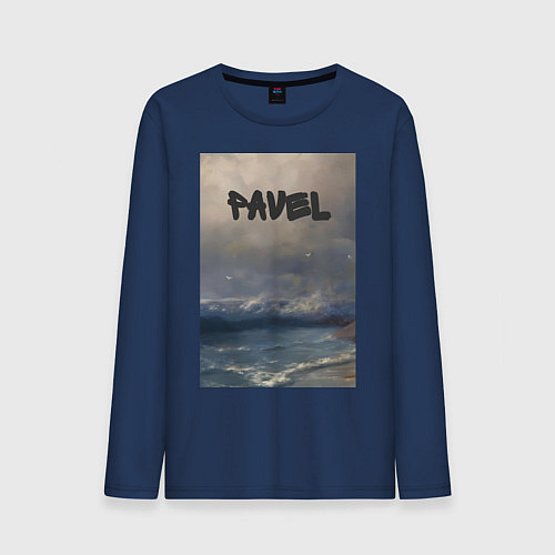 Мужской лонгслив Pavel волны / Тёмно-синий – фото 1
