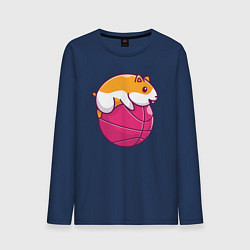 Лонгслив хлопковый мужской Хомяк баскетболист, цвет: тёмно-синий