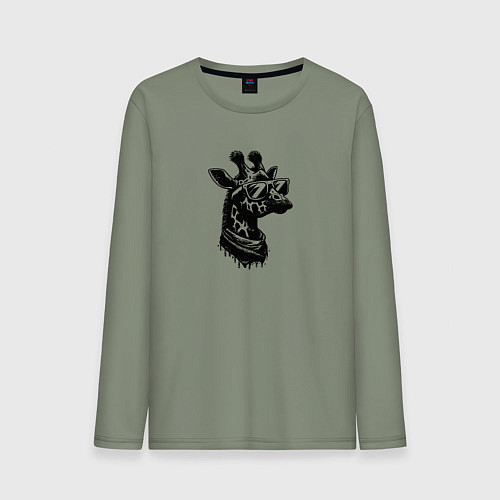 Мужской лонгслив Хипстер жираф в очках / Авокадо – фото 1