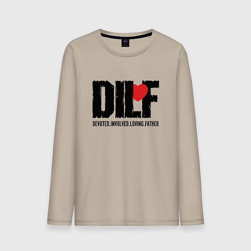Мужской лонгслив DILF - devoted involved loving father / Миндальный – фото 1