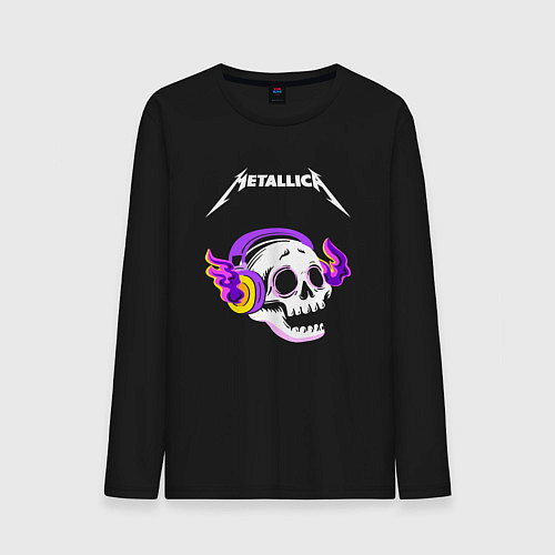 Мужской лонгслив Metallica - неоновый череп / Черный – фото 1
