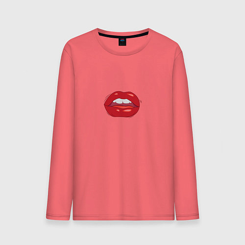 Мужской лонгслив Томные губки / Коралловый – фото 1