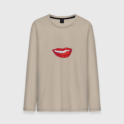 Мужской лонгслив Показывает язык / Миндальный – фото 1