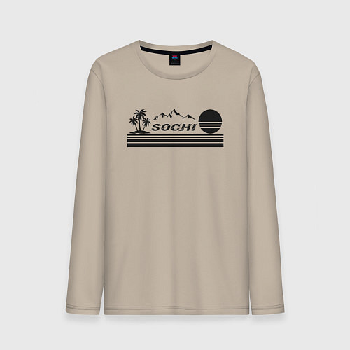 Мужской лонгслив Сочи курорт России отдых в горах / Миндальный – фото 1