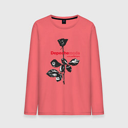 Лонгслив хлопковый мужской Depeche Mode - Violator black rose, цвет: коралловый
