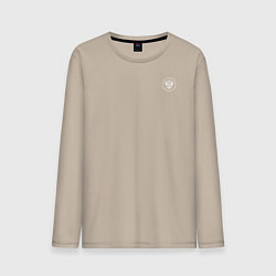 Лонгслив хлопковый мужской Сокрушу пред ним врагов его герб белый на узорном, цвет: миндальный