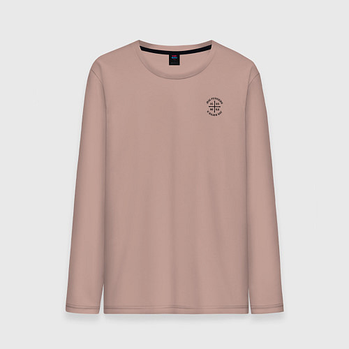 Мужской лонгслив Мы русские с нами Бог Ника черная патриоты / Пыльно-розовый – фото 1