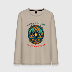Лонгслив хлопковый мужской Музыка в каждой травинке, цвет: миндальный