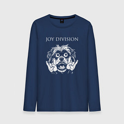 Лонгслив хлопковый мужской Joy Division rock dog, цвет: тёмно-синий