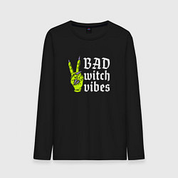 Лонгслив хлопковый мужской Bad witch vibes, цвет: черный