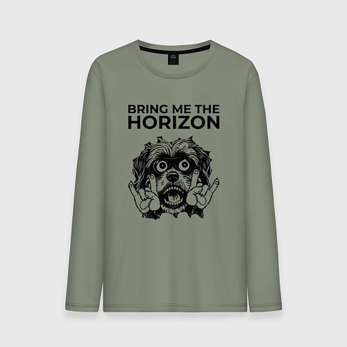 Мужской лонгслив Bring Me the Horizon - rock dog / Авокадо – фото 1