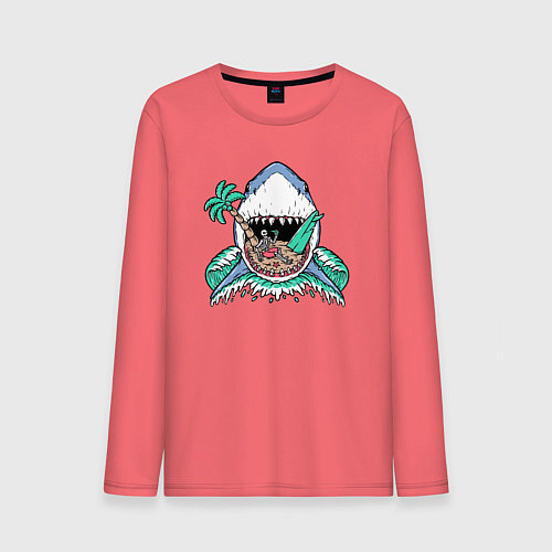 Мужской лонгслив Акула и сервер / Коралловый – фото 1