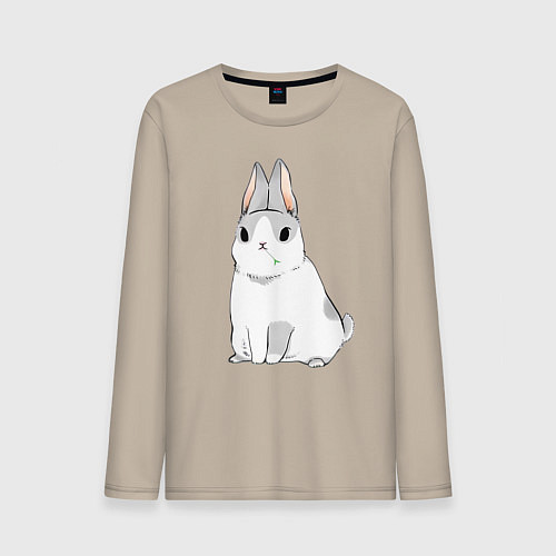 Мужской лонгслив Кролик жует траву / Миндальный – фото 1
