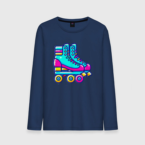 Мужской лонгслив Retro rollers / Тёмно-синий – фото 1