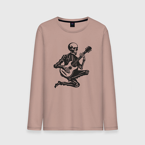 Мужской лонгслив Скелетик музыкант / Пыльно-розовый – фото 1