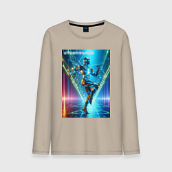 Лонгслив хлопковый мужской Cool cyber dancer - neon glow, цвет: миндальный