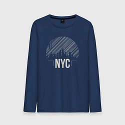 Лонгслив хлопковый мужской NYC vibe, цвет: тёмно-синий