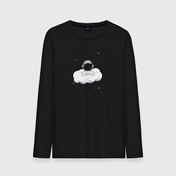 Лонгслив хлопковый мужской Космонавт в облаках, цвет: черный