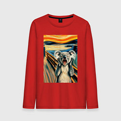 Лонгслив хлопковый мужской Коала кричит на картине Эдварда Мунка - мем искусс, цвет: красный
