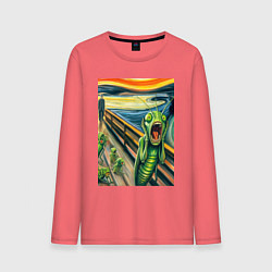 Мужской лонгслив Кузнечик кричит на картине Эдварда Мунка - мем иск