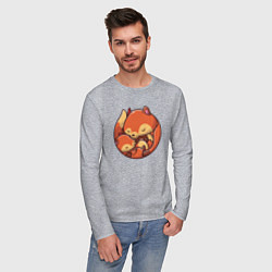 Лонгслив хлопковый мужской Fox family, цвет: меланж — фото 2
