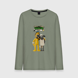 Лонгслив хлопковый мужской Барашек Шон с битцером, цвет: авокадо