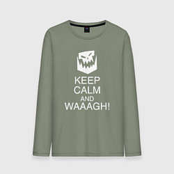 Лонгслив хлопковый мужской Warhammer keep calm and waaagh, цвет: авокадо